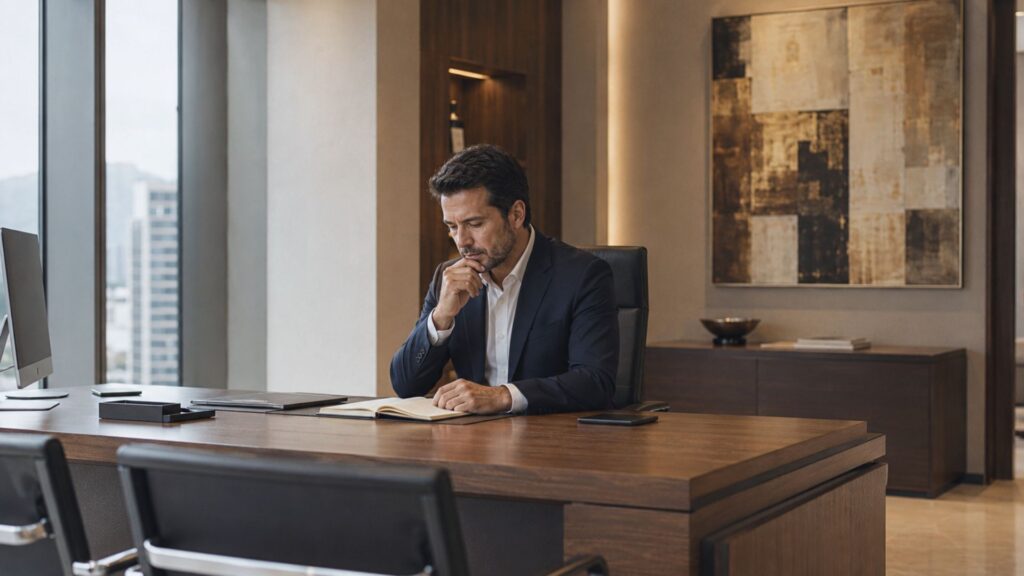 Líder preparándose para tener una conversación difícil con alguien de su equipo.