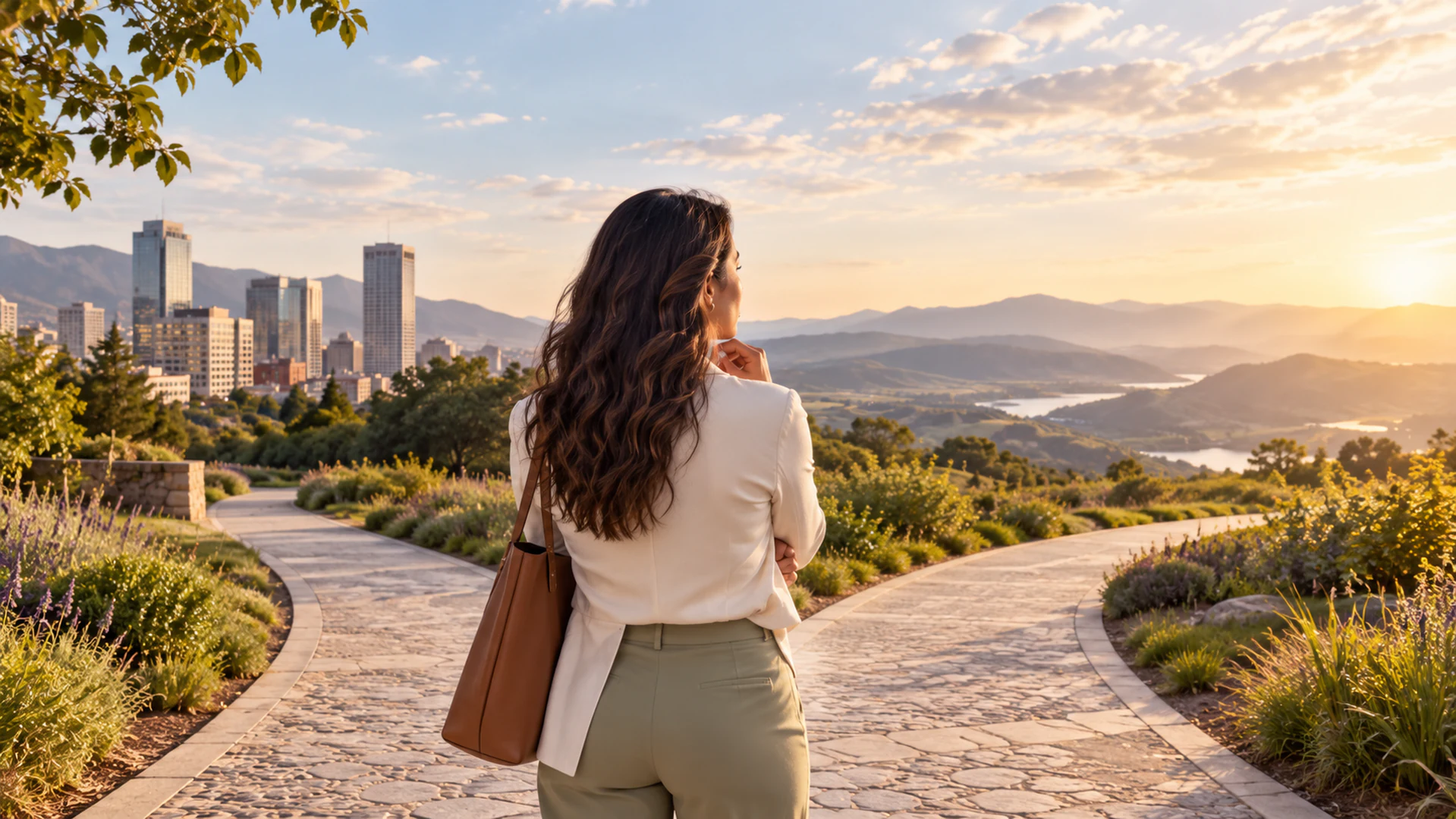 Mujer profesional evaluando diferentes caminos para cambiar de rumbo profesional